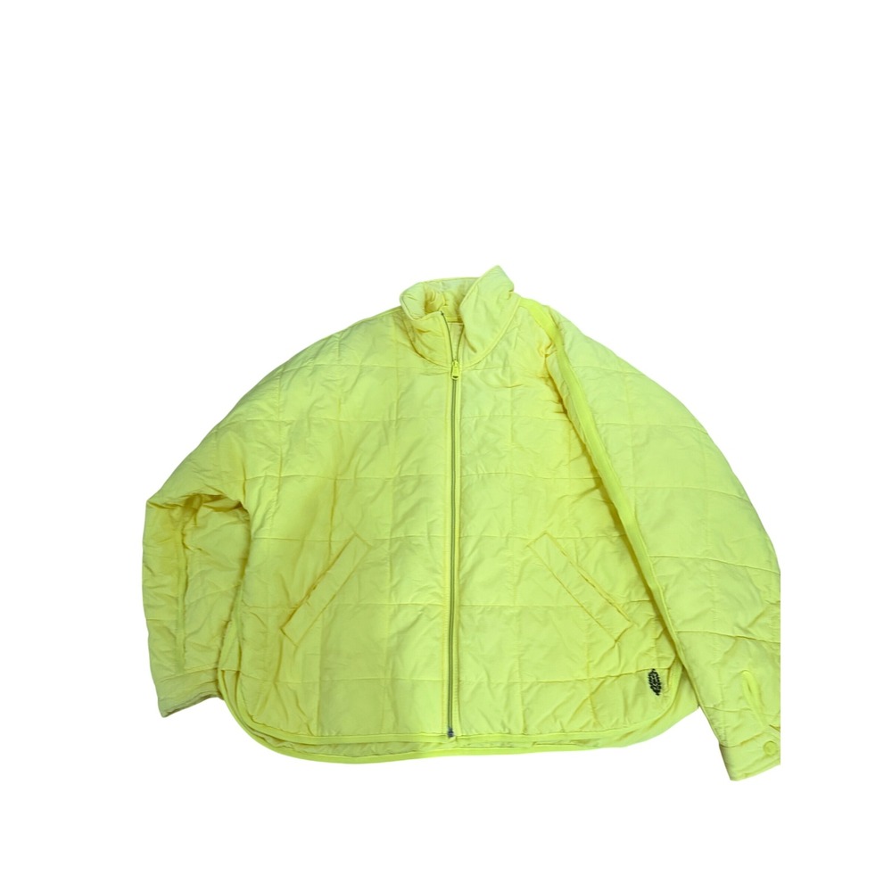 FP Movement Pippa Packable Puffer Jacket Neon Yellow Quilted Zip Up Womens XL
